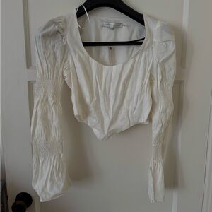 Anthropologie Cream Blouse with Long Sleeves